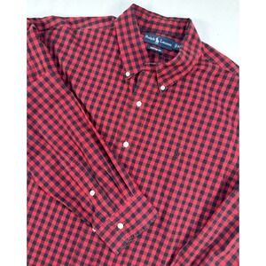 Ralph Lauren Custom Fit XL Button Down Long Sleeve Red Black Buffalo Check Shirt